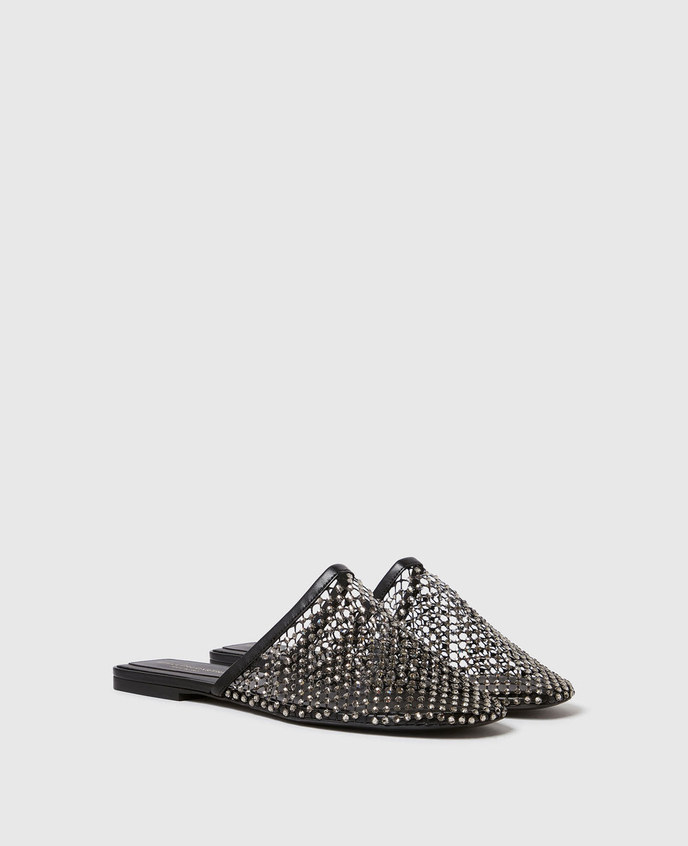 Flat Slide Crystal Mesh Sandals