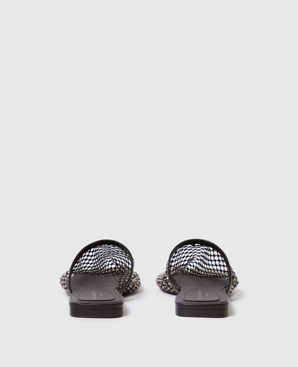 Flat Slide Crystal Mesh Sandals