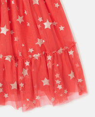 Star-Embroidered Tulle Dress