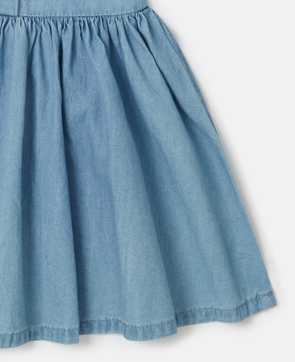 Ladybird-Embroidered Denim Dress