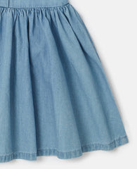 Ladybird-Embroidered Denim Dress