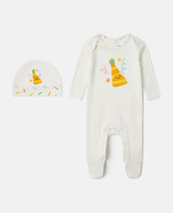 Party Hat Print Hat And Romper Set