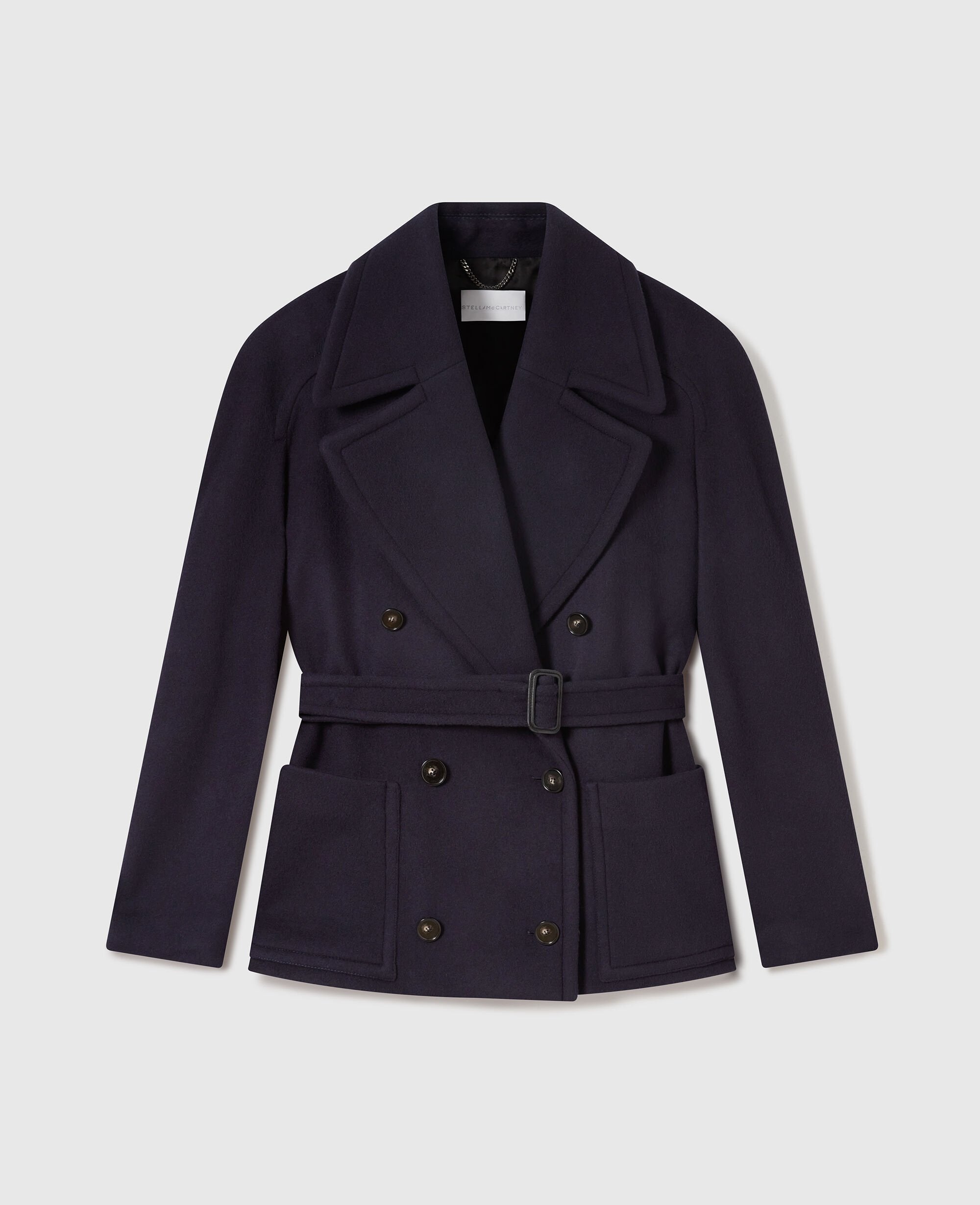 Tie-Belt Cropped Peacoat Jacket