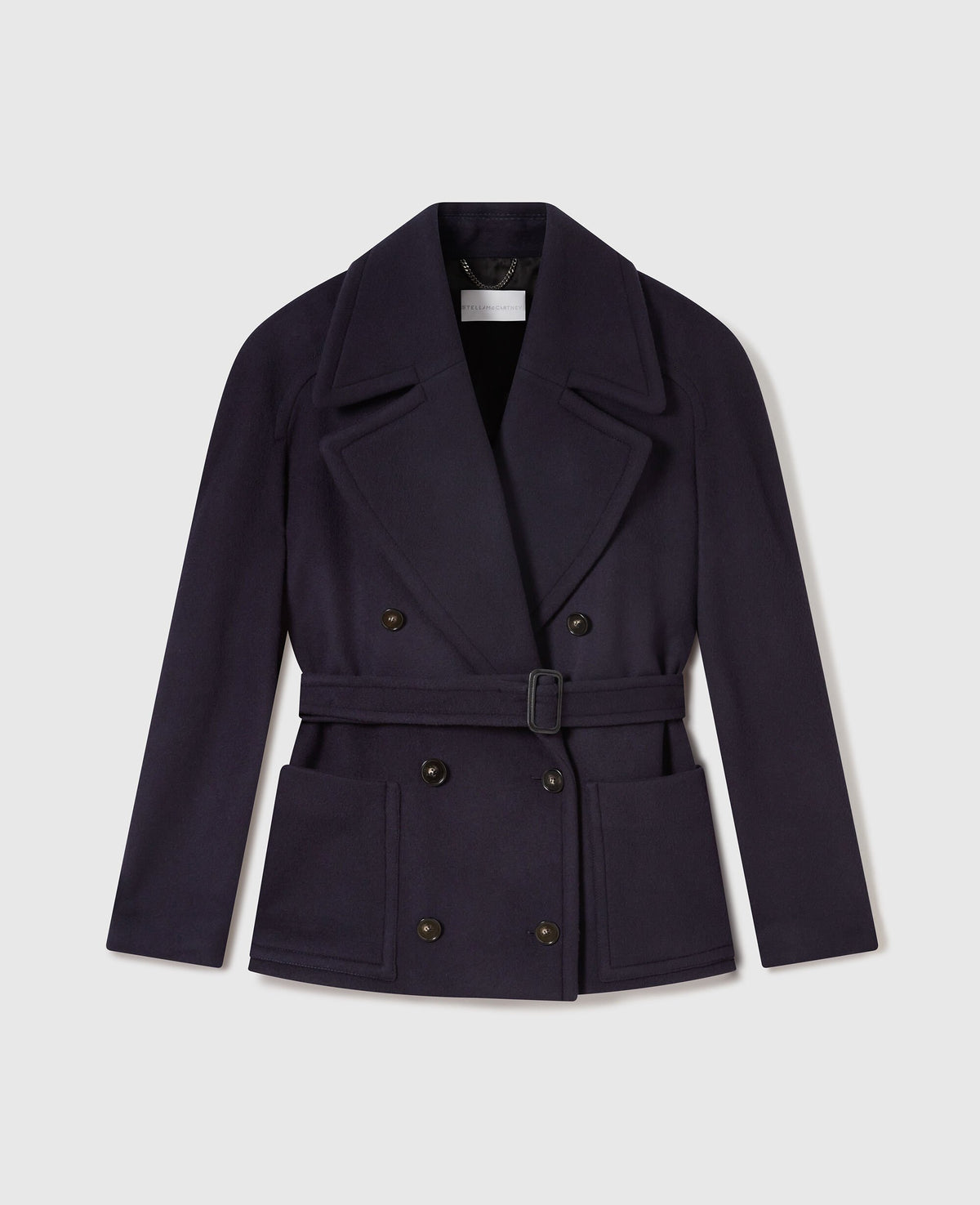 Tie-Belt Cropped Peacoat Jacket