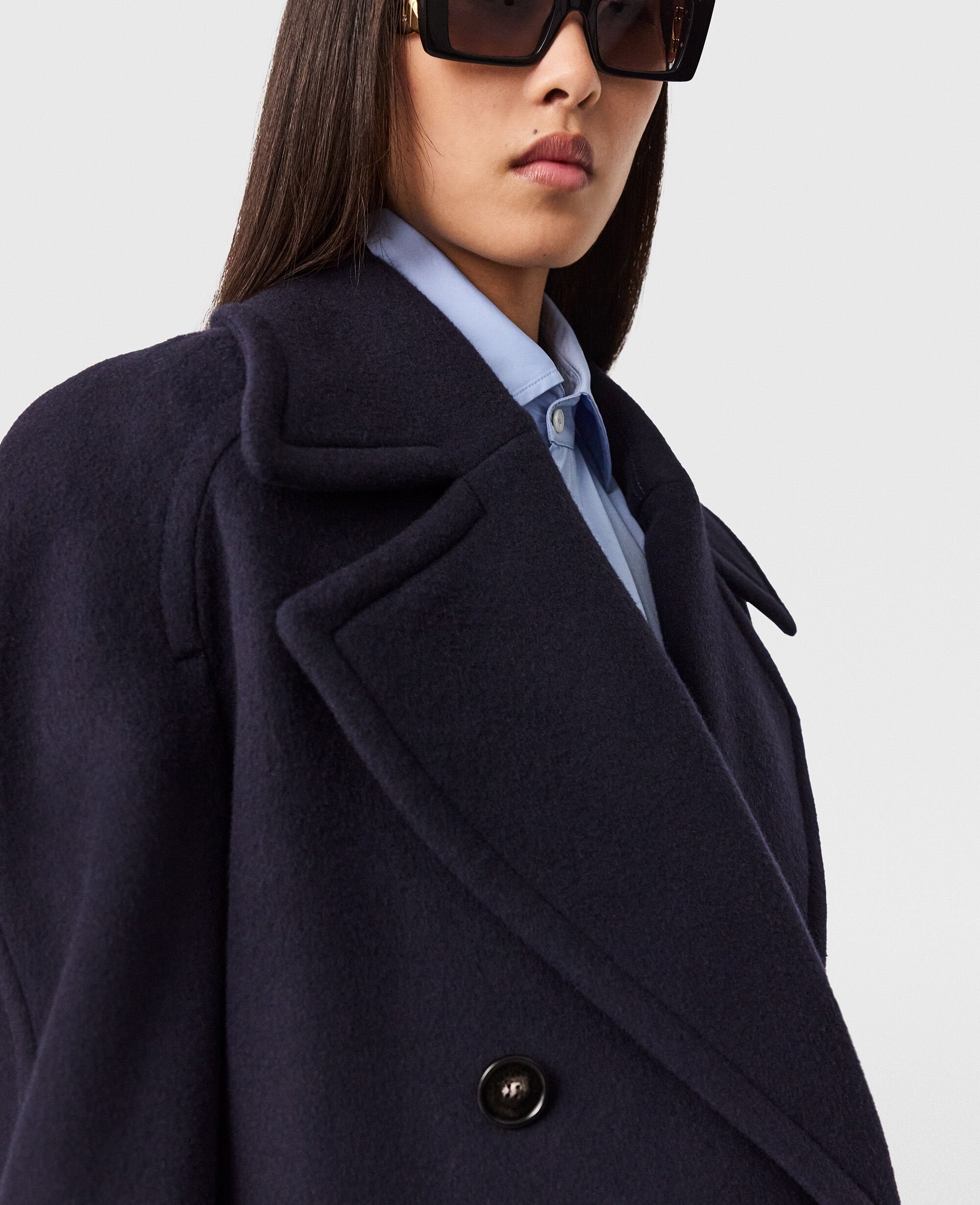 Tie-Belt Cropped Peacoat Jacket