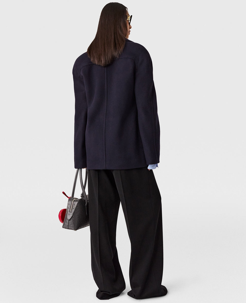 Tie-Belt Cropped Peacoat Jacket