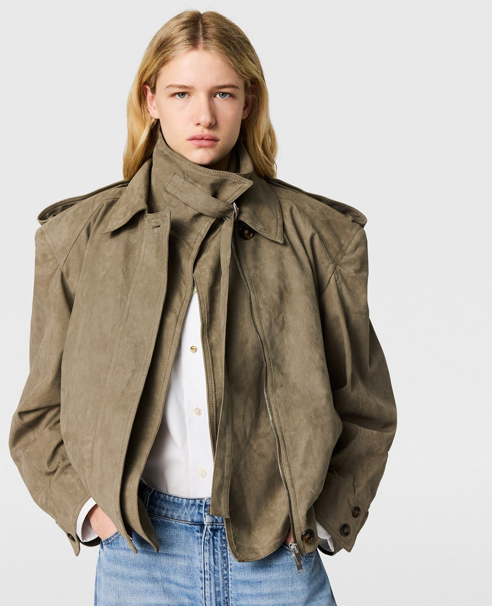 Suede-Effect Double-Layer Jacket