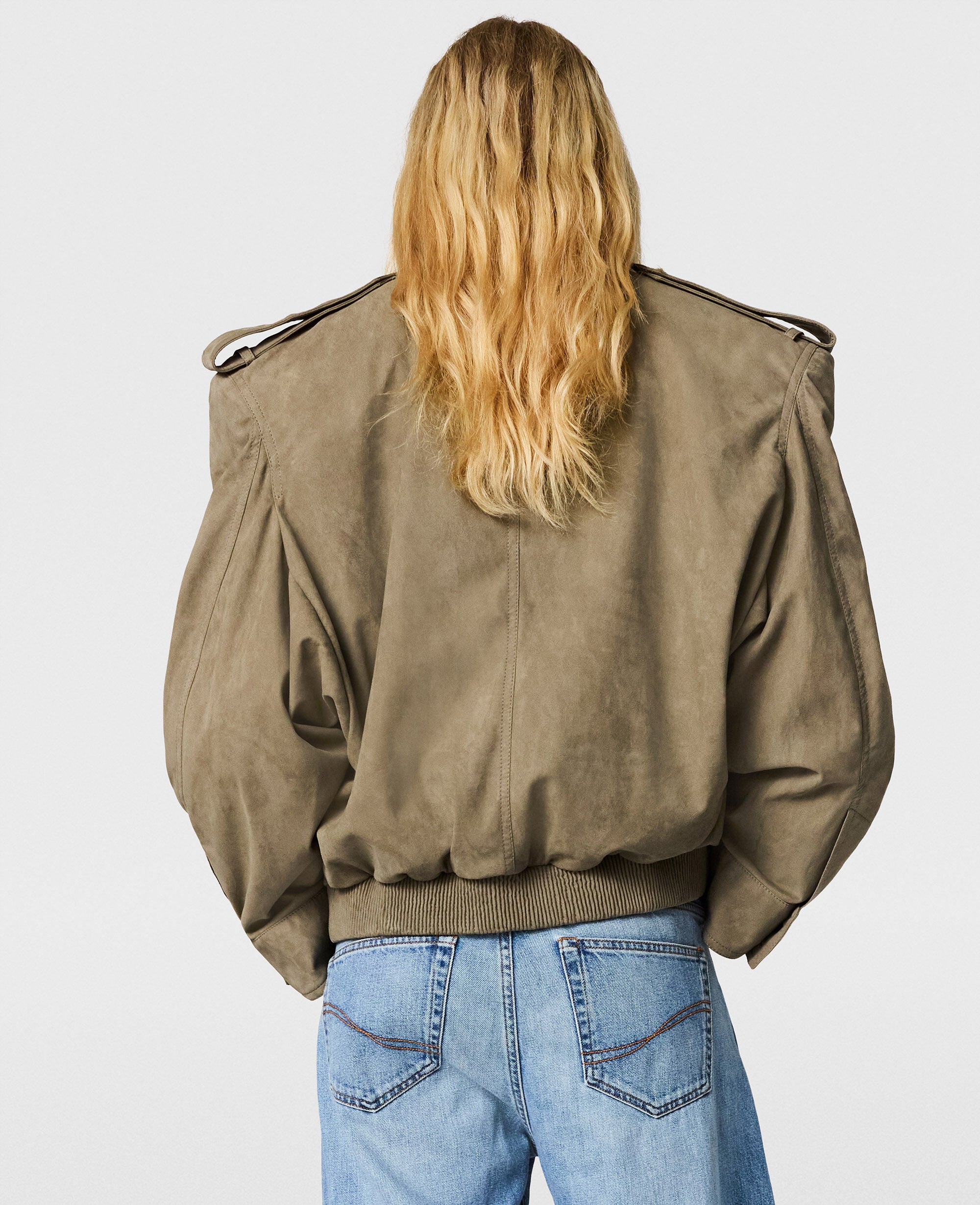 Suede-Effect Double-Layer Jacket