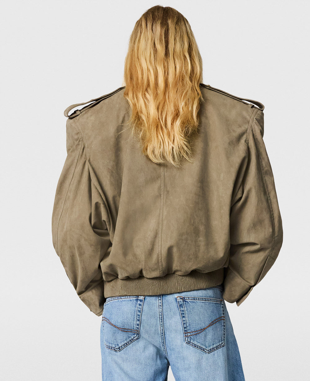 Suede-Effect Double-Layer Jacket