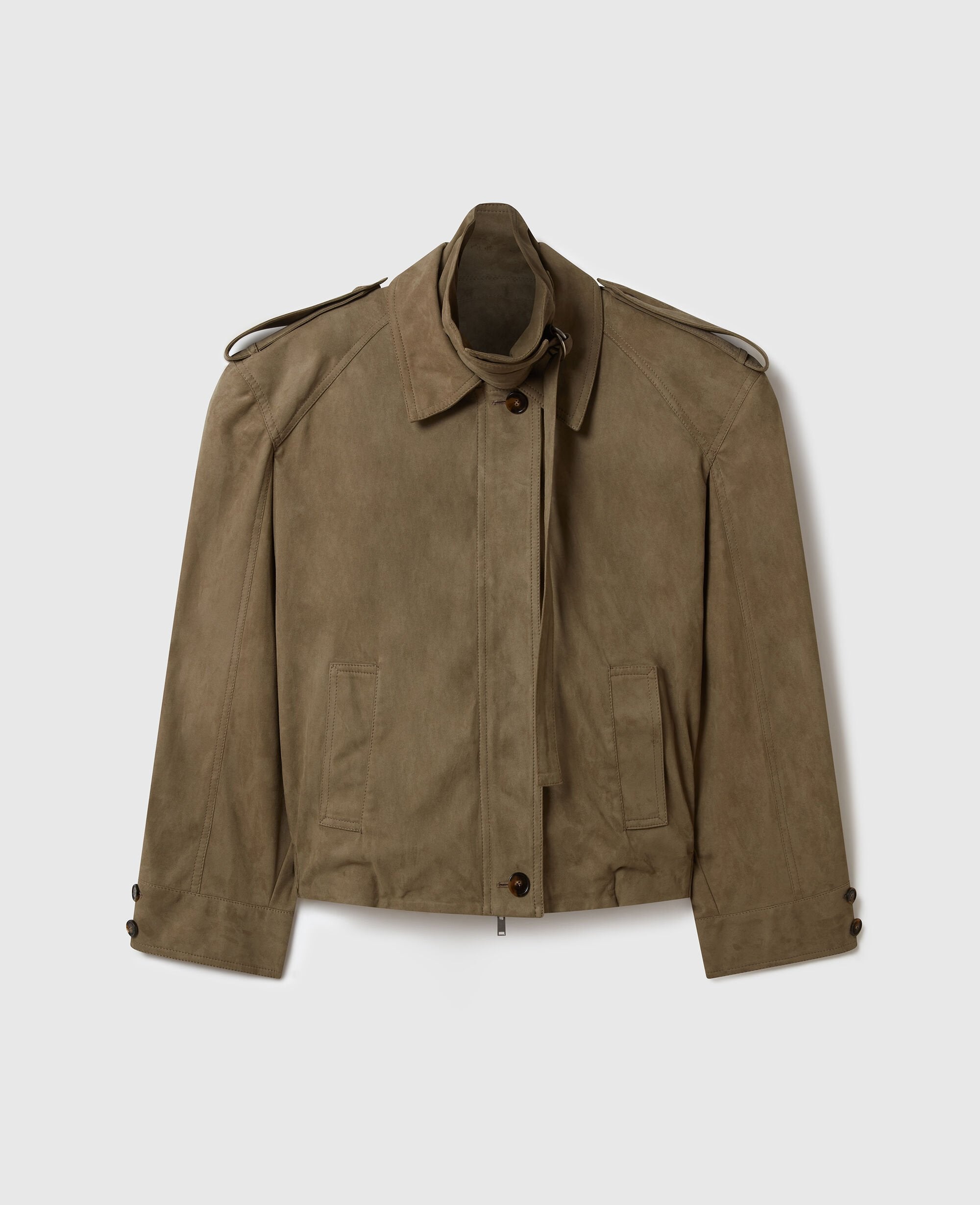 Suede-Effect Double-Layer Jacket