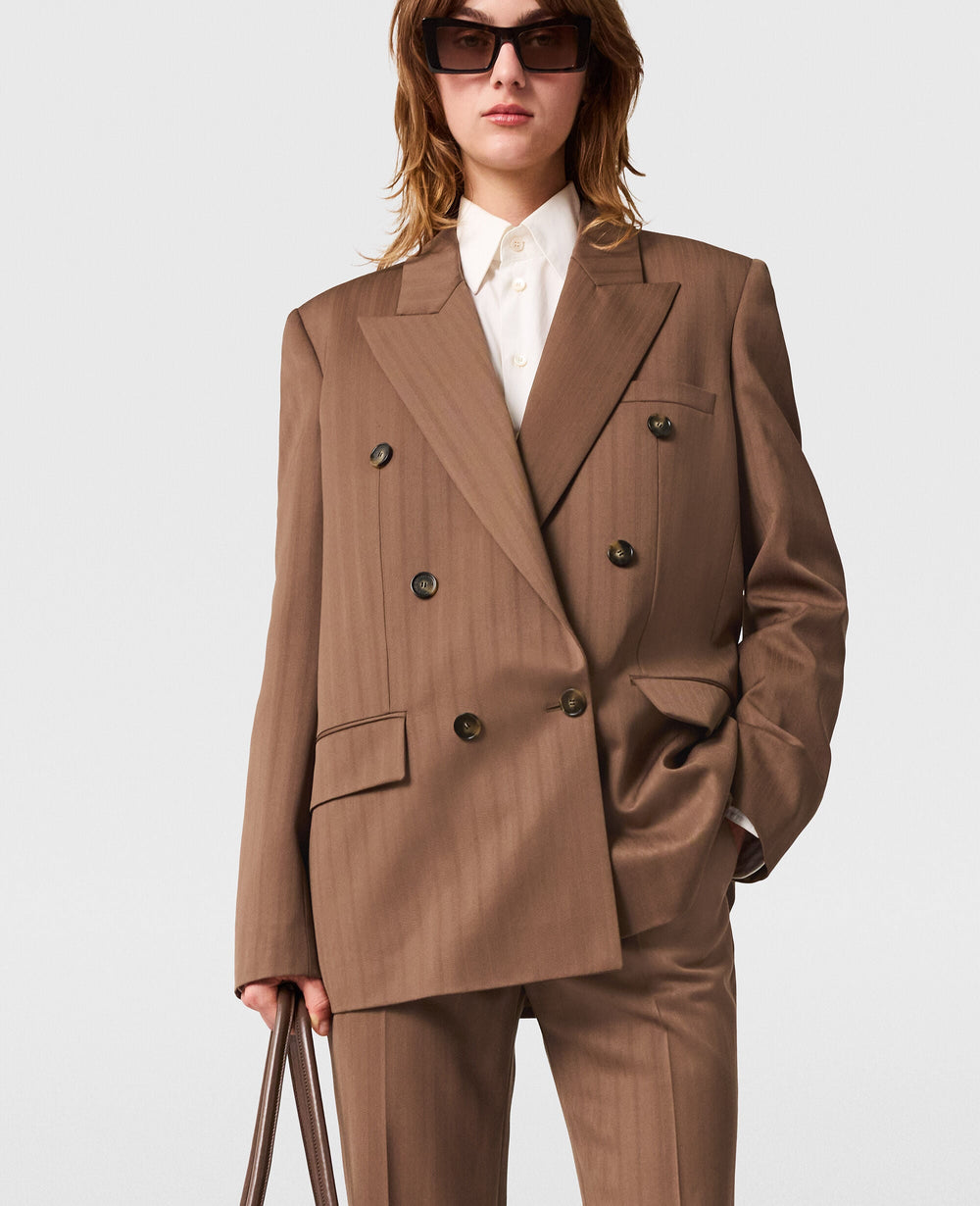 Oversized Pinstripe Double-Breasted Blazer