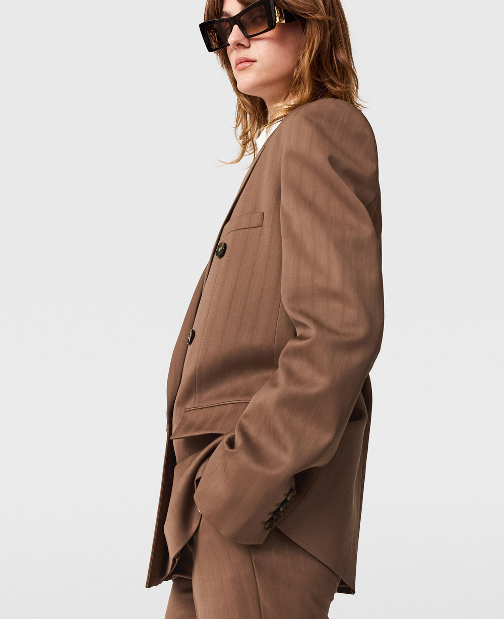 Oversized Pinstripe Double-Breasted Blazer