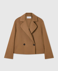 Double-Breasted Cropped Peacoat Jacket