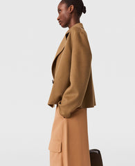Double-Breasted Cropped Peacoat Jacket