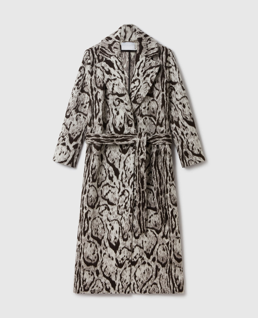 Cloud Leopard Jacquard Belted Trench Coat