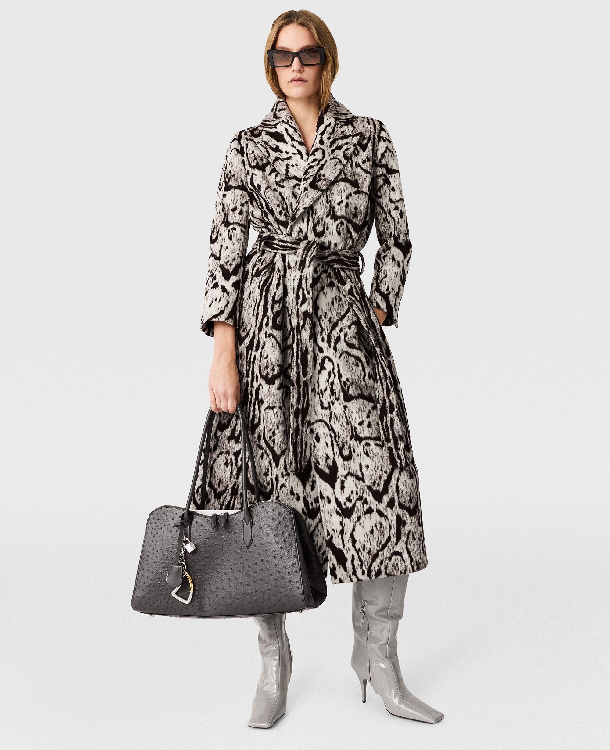 Cloud Leopard Jacquard Belted Trench Coat