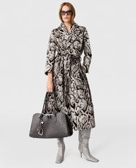 Cloud Leopard Jacquard Belted Trench Coat