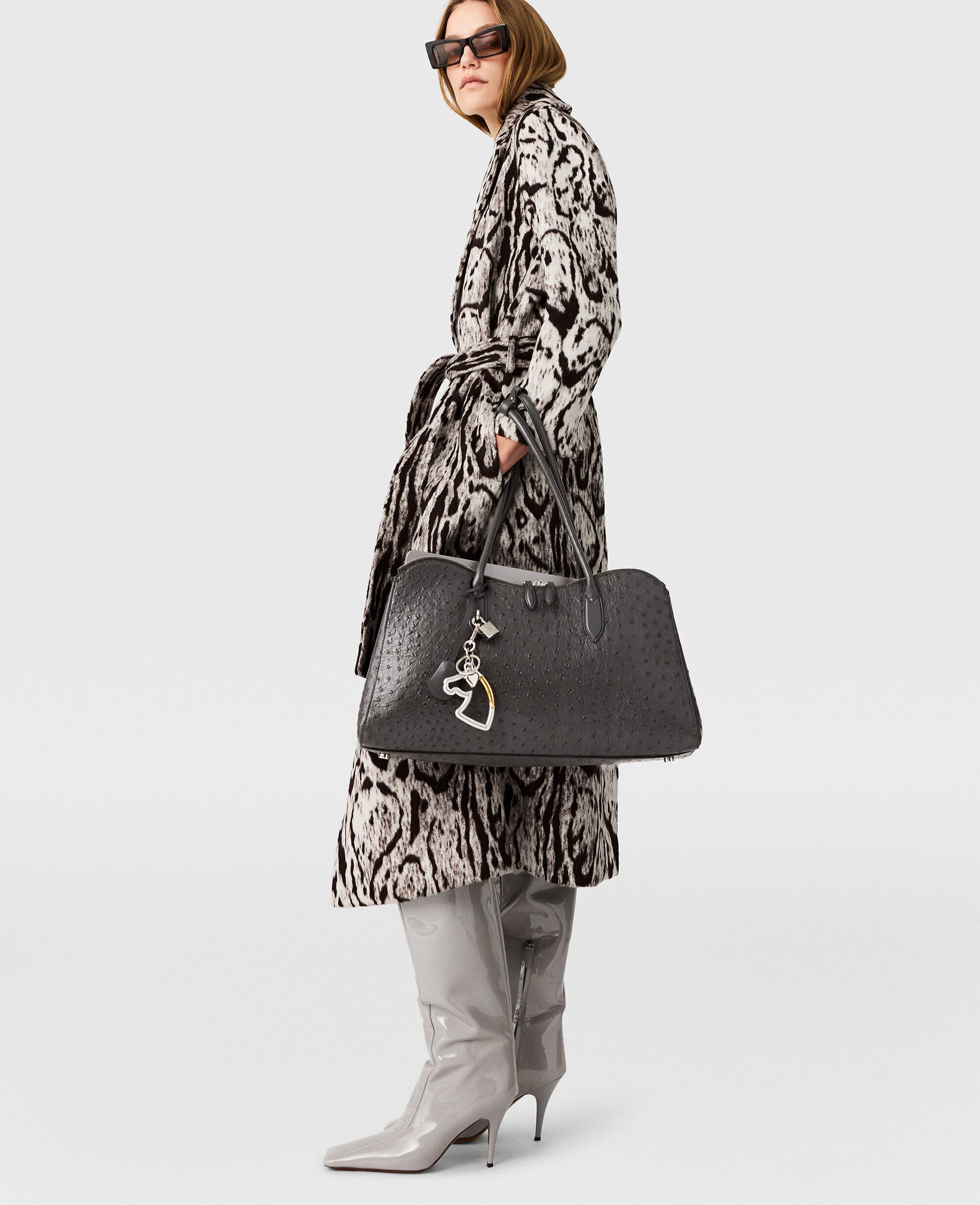 Cloud Leopard Jacquard Belted Trench Coat