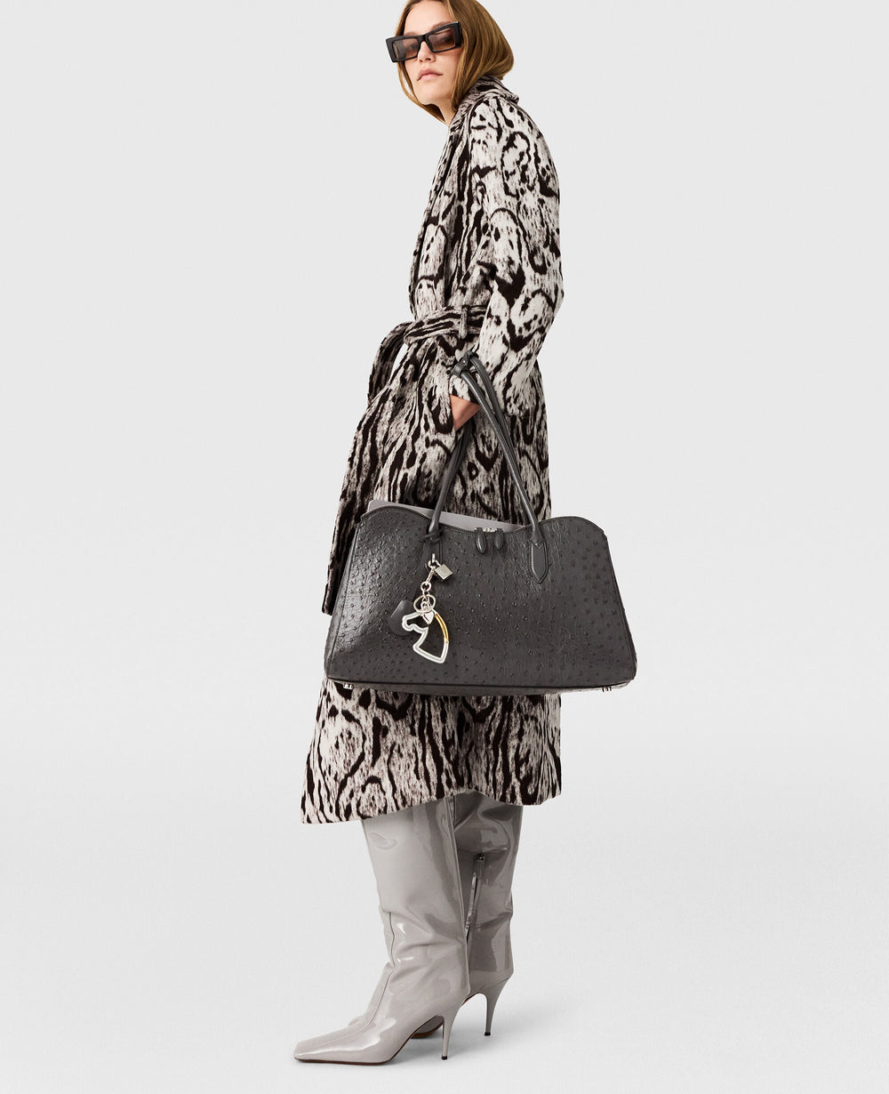 Cloud Leopard Jacquard Belted Trench Coat
