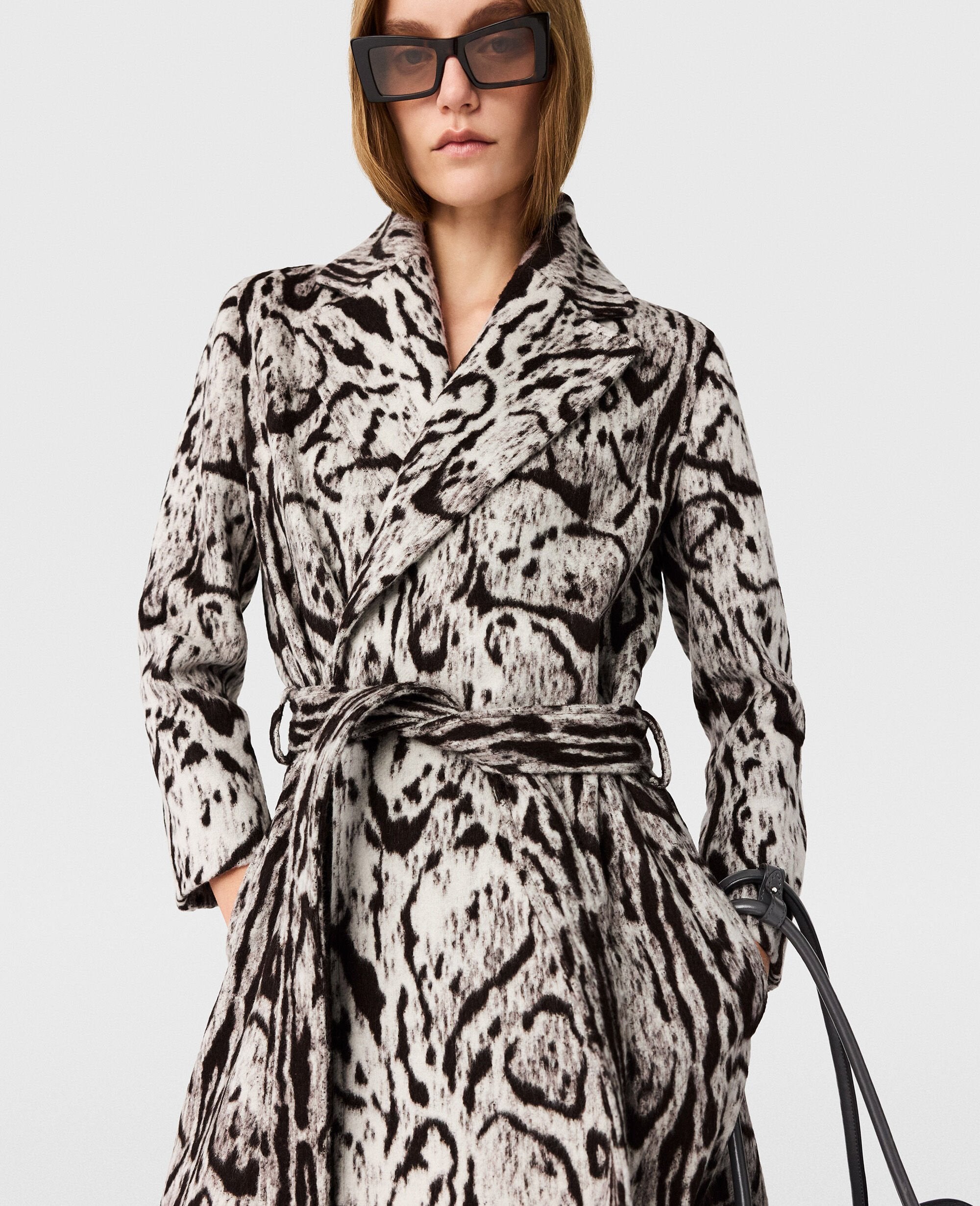 Cloud Leopard Jacquard Belted Trench Coat