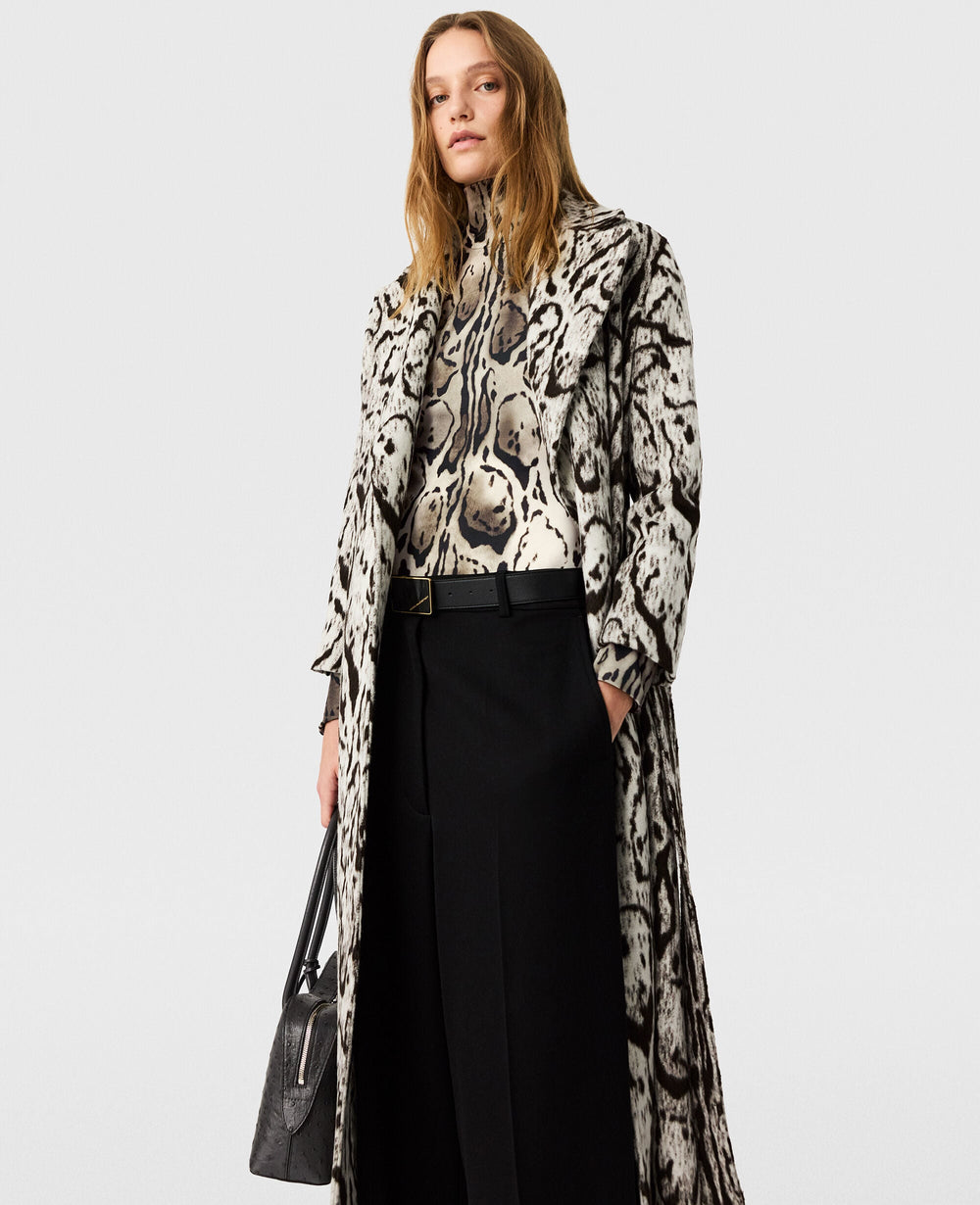 Cloud Leopard Jacquard Belted Trench Coat