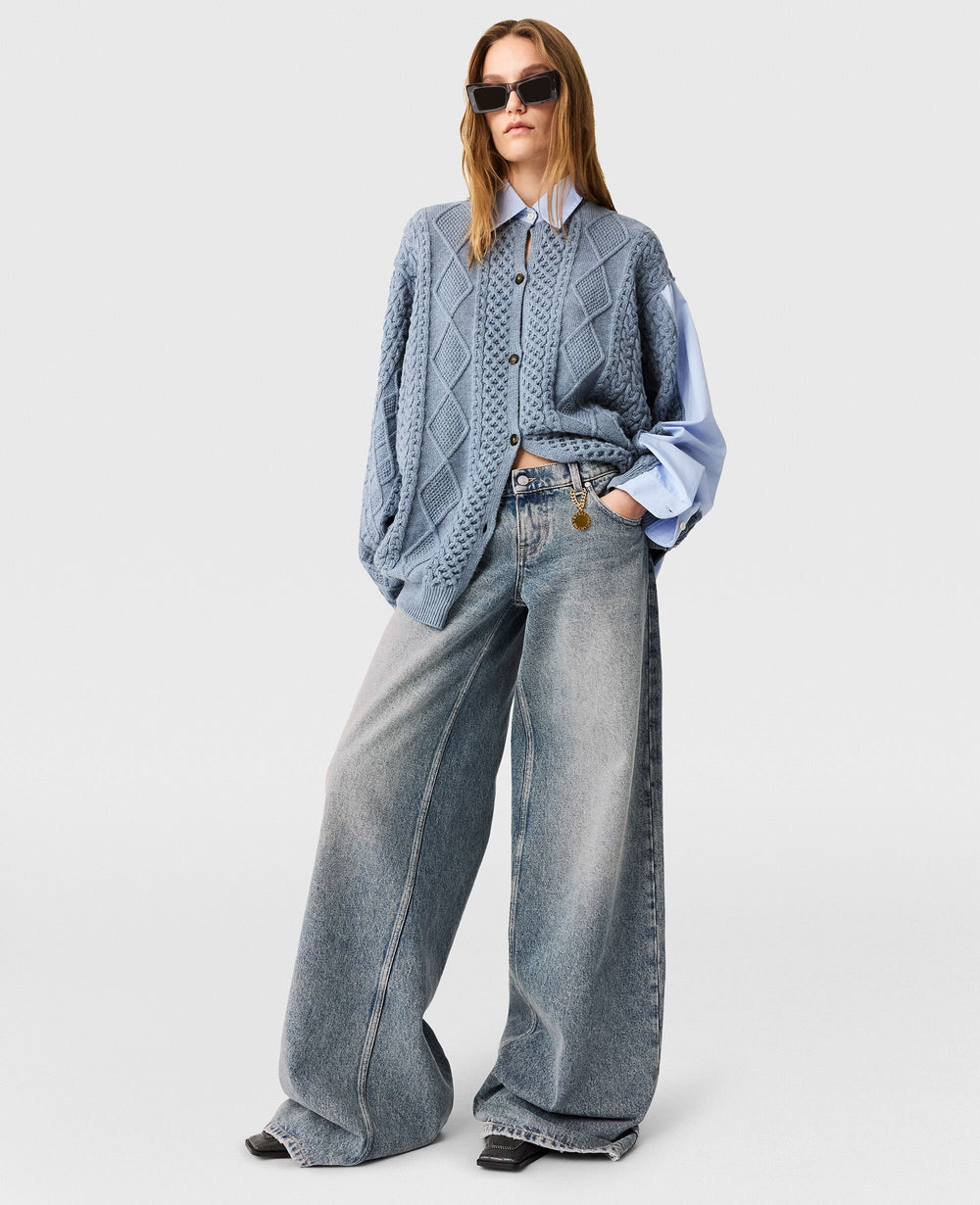 Vintage Wash Wide-Leg Jeans