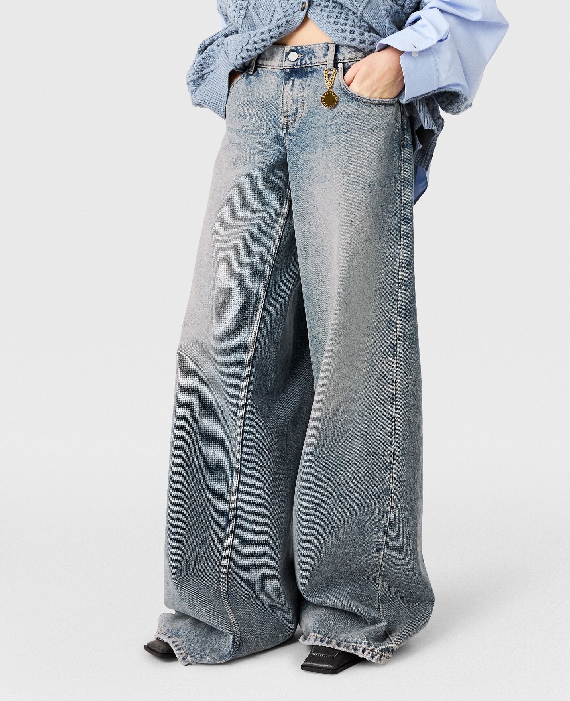 Vintage Wash Wide-Leg Jeans