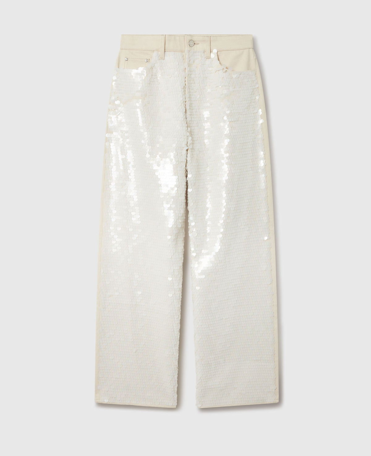 Opalescent Sequin Wide-Leg Jeans
