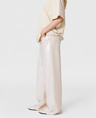 Opalescent Sequin Wide-Leg Jeans