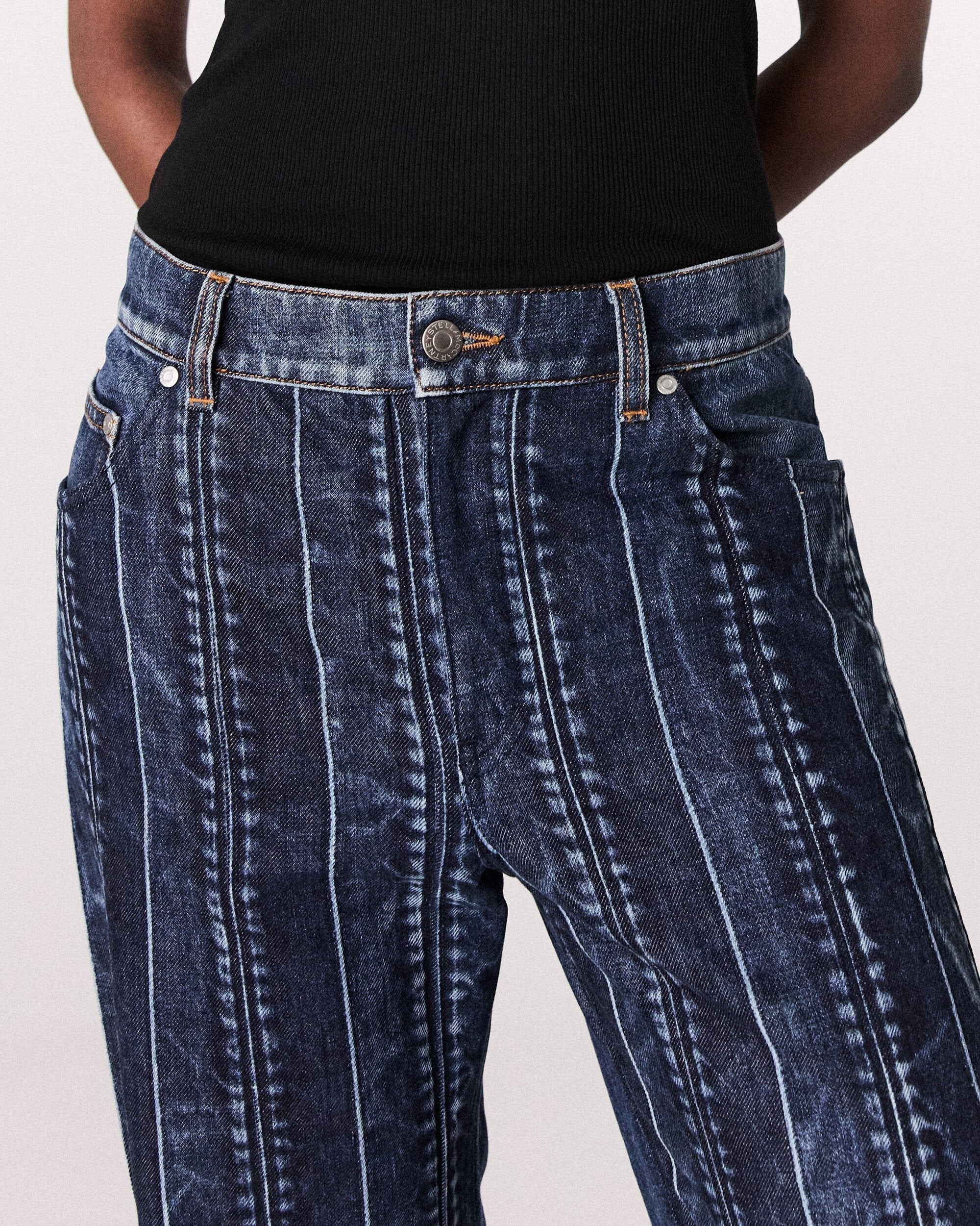 Waistband Panelled Straight Jeans