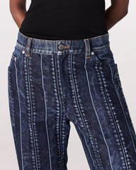 Waistband Panelled Straight Jeans