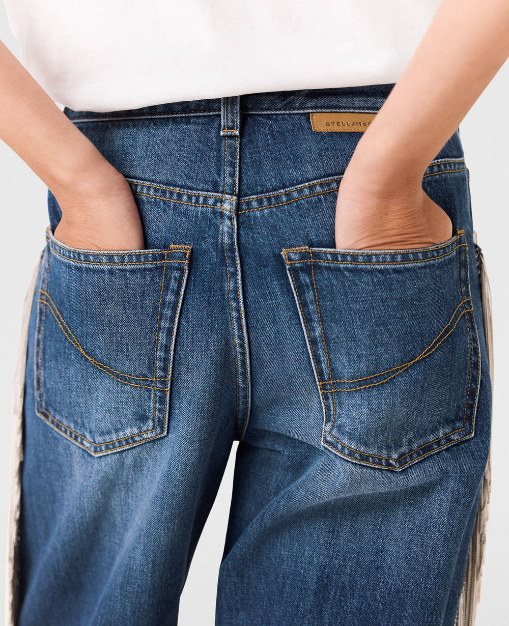Chain Tassel Straight-Leg Denim Jeans