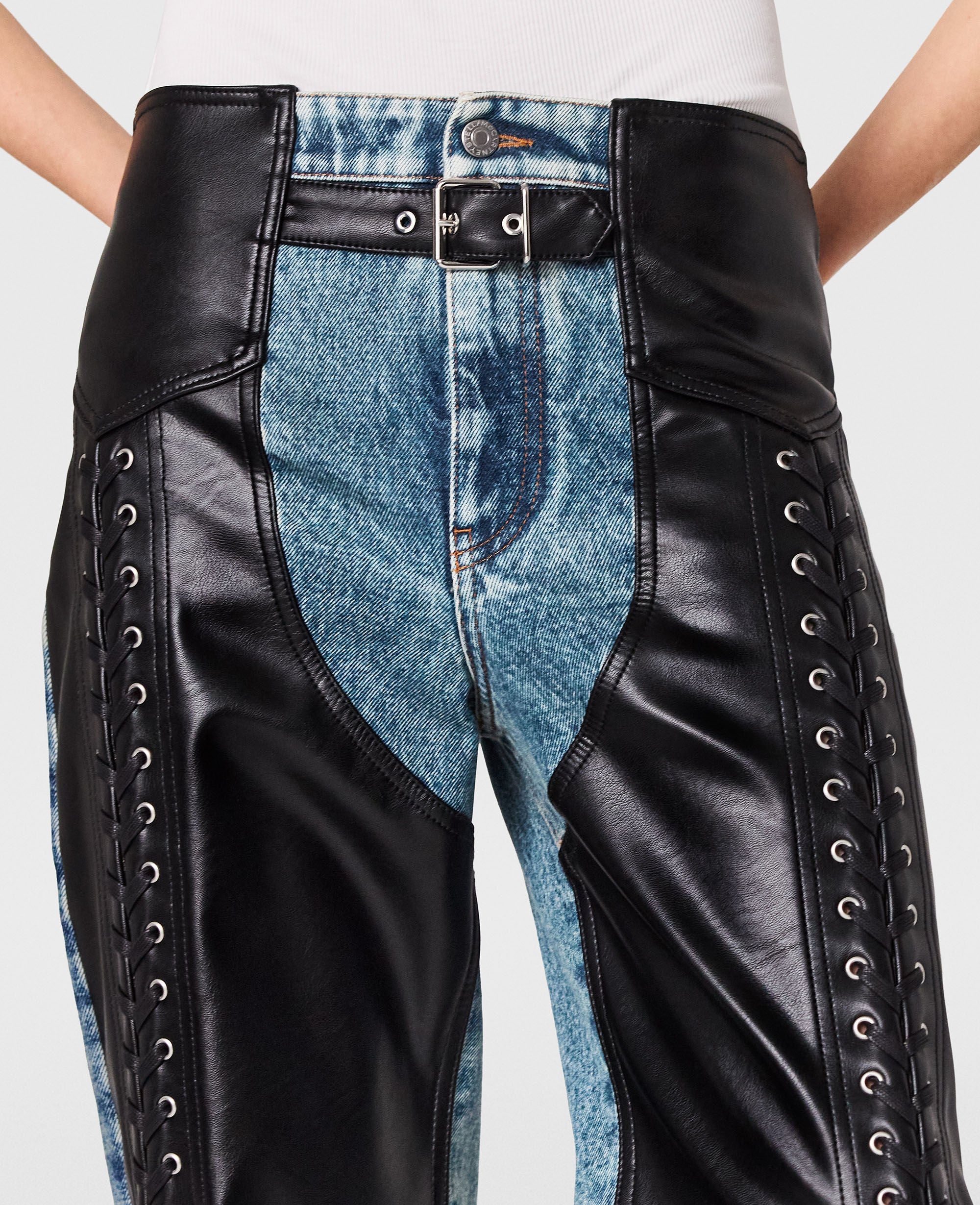 Lace-Up Vegan Chap Jeans