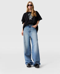 Faded Wide-Leg High-Rise Denim Jeans