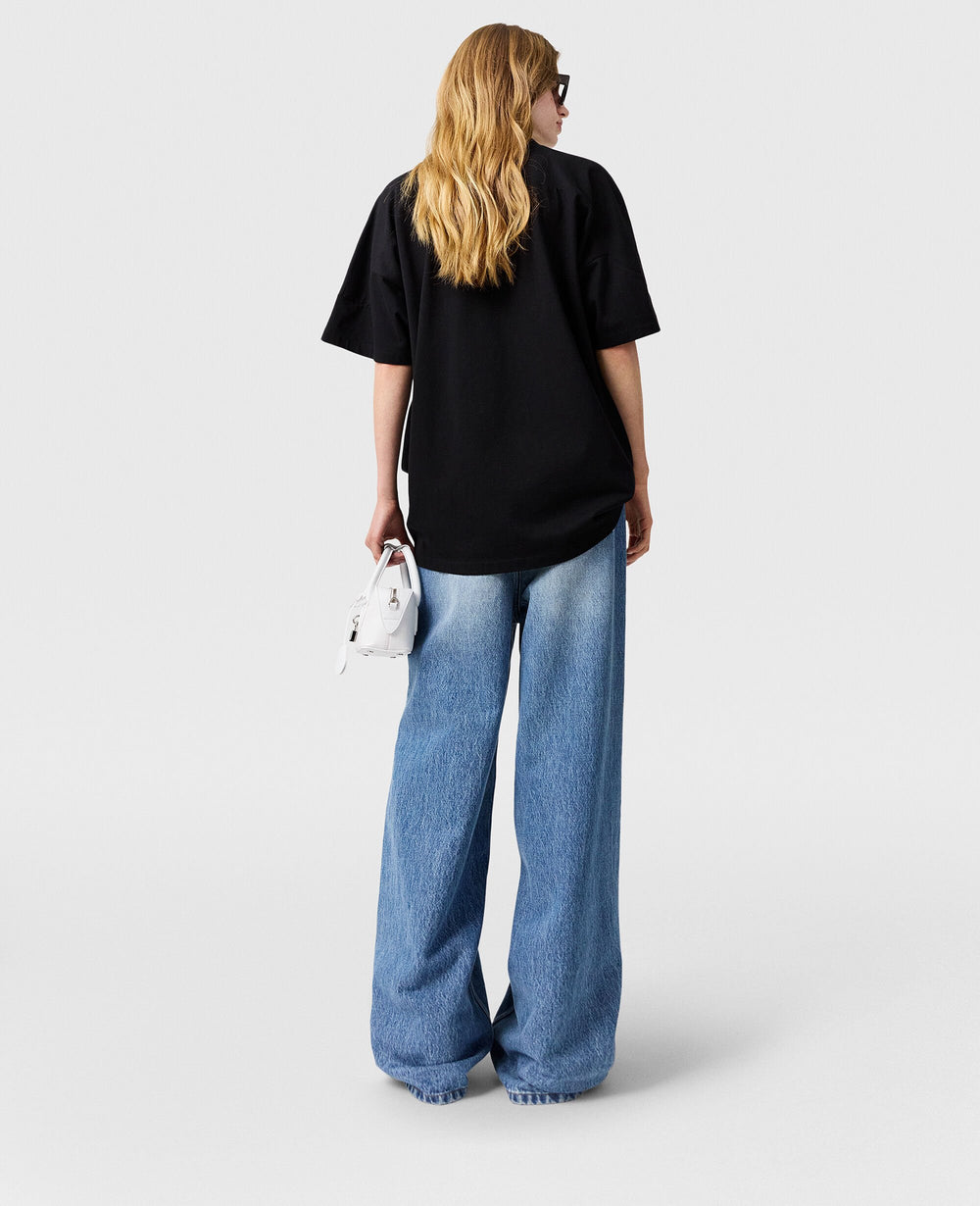 Faded Wide-Leg High-Rise Denim Jeans