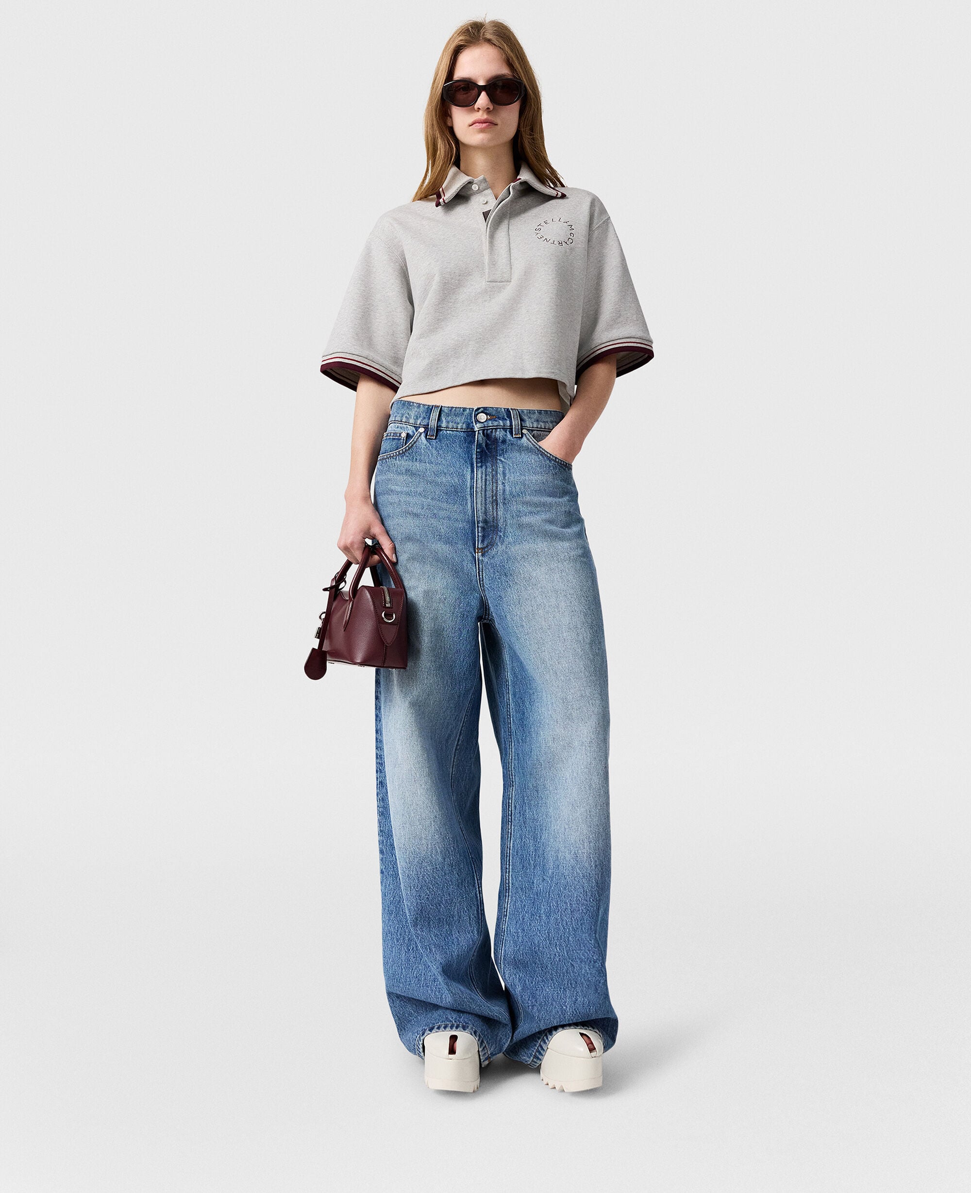 Faded Wide-Leg High-Rise Denim Jeans