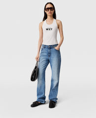 Faded Straight-Leg Mid-Rise Denim Jeans