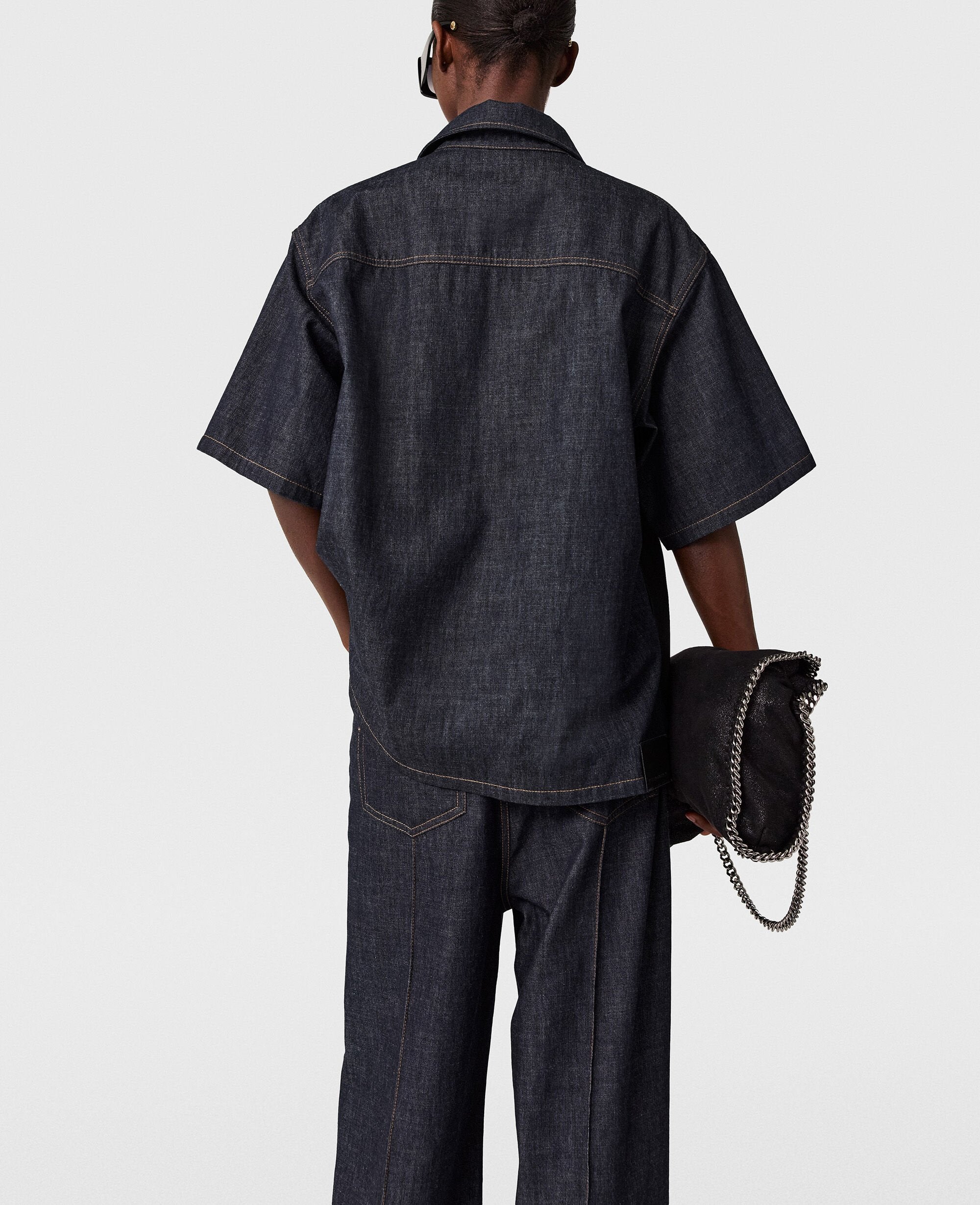 Wide-Leg Satin-Panel Denim Jeans