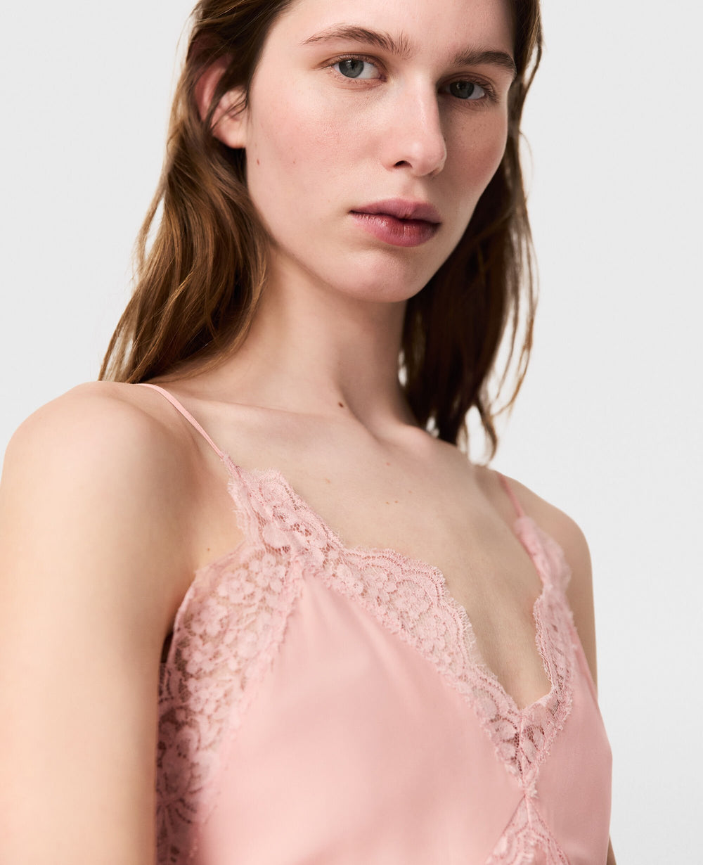 Lace-Trimmed Midi Dress