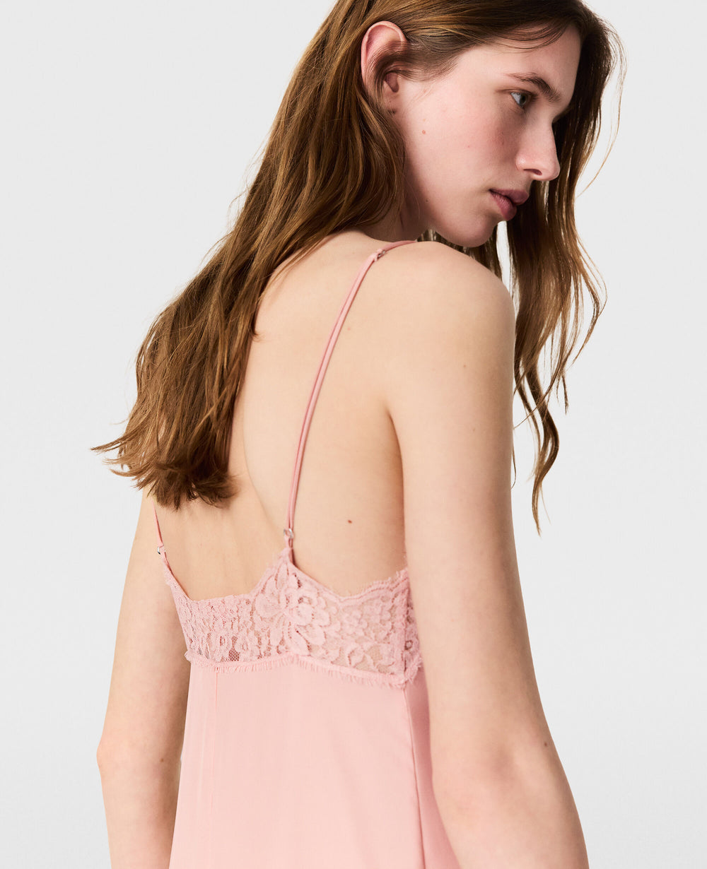 Lace-Trimmed Midi Dress