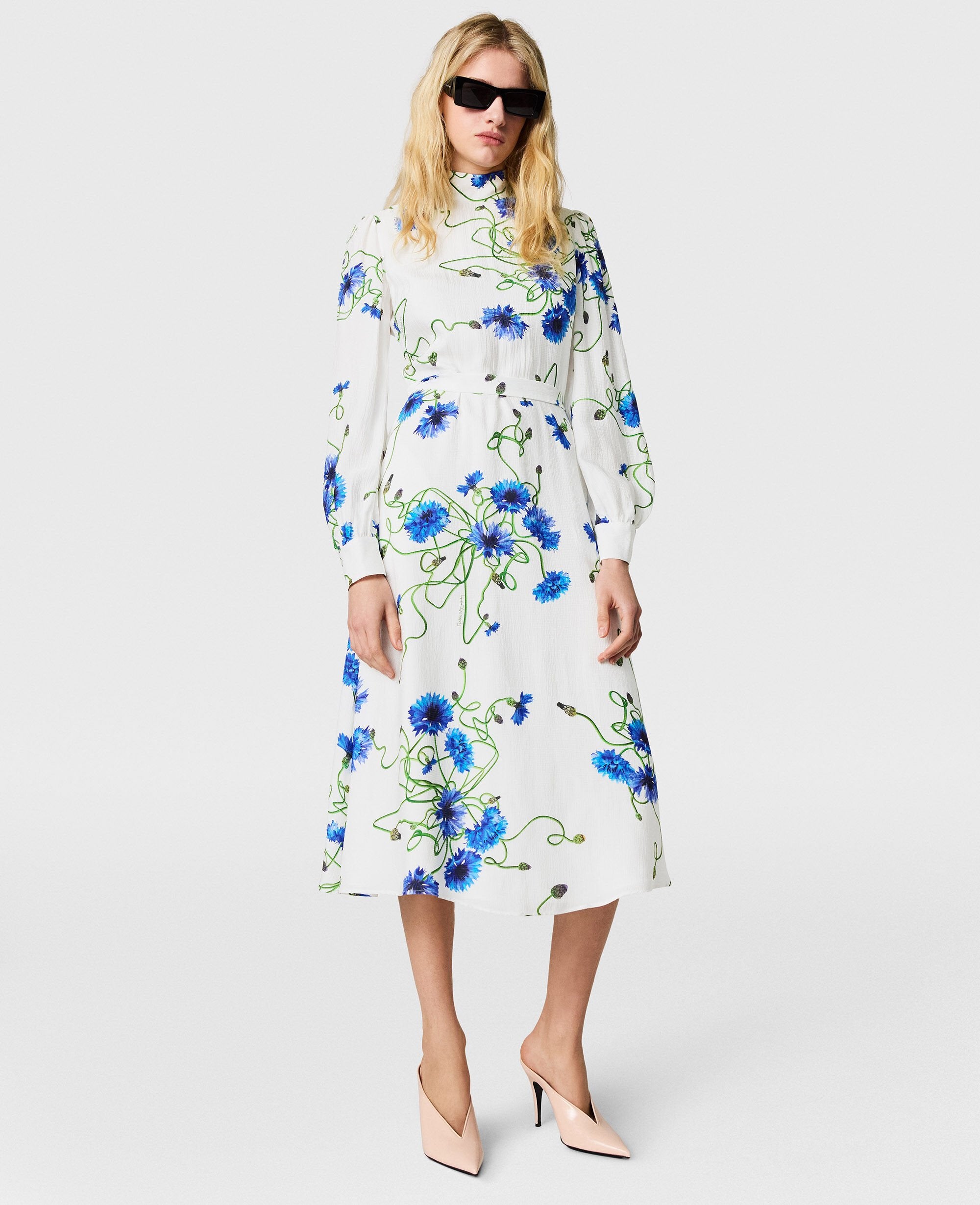 Floral Print High Neck Dress