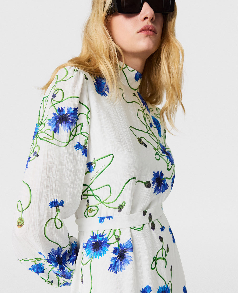 Floral Print High Neck Dress