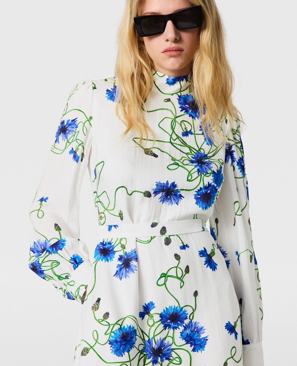 Floral Print High Neck Dress