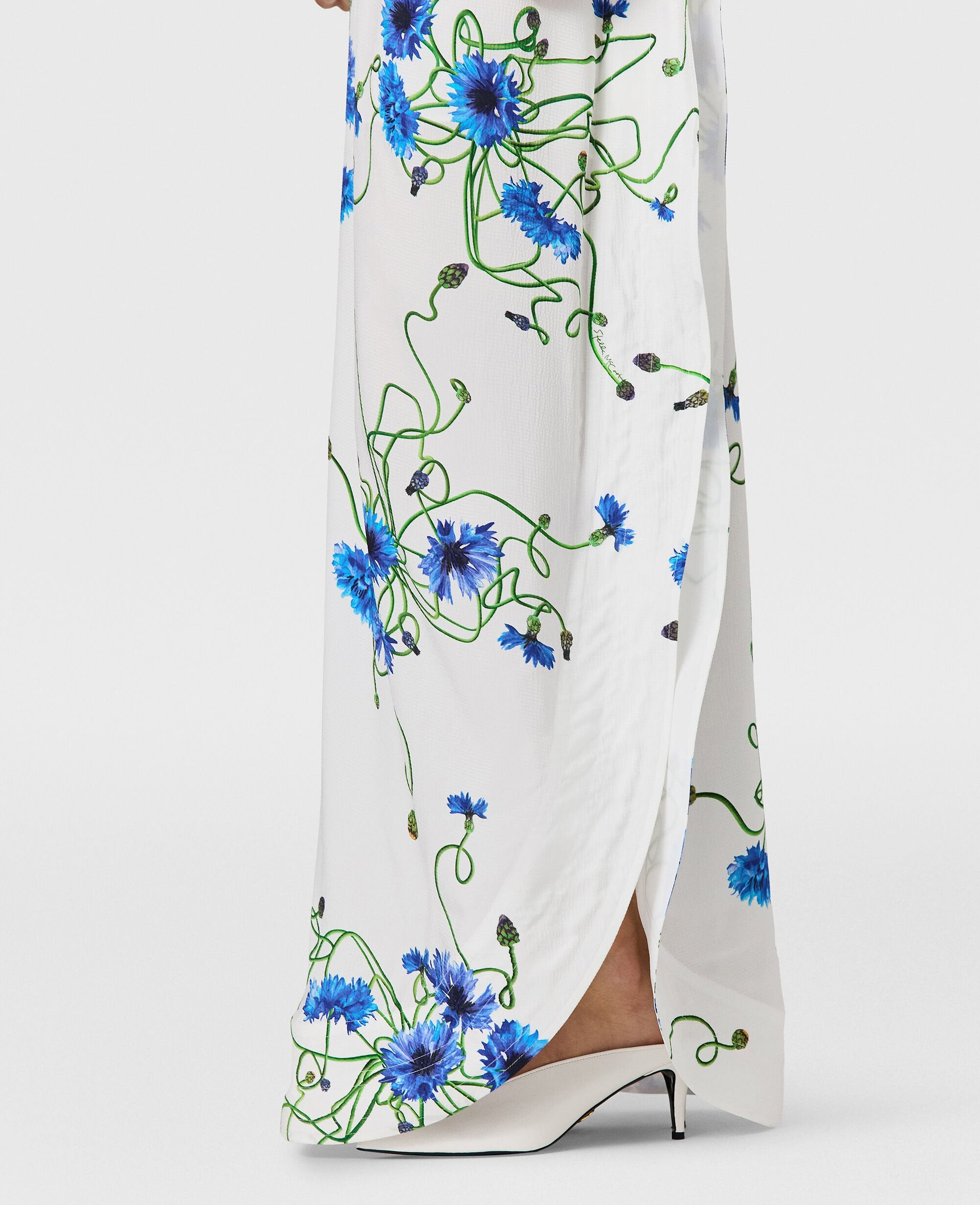 Floral Print Hammered Silk Asymmetric Cocktail Dress