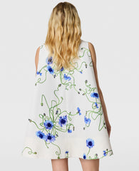 Cornflower Embroidered A-Line Dress