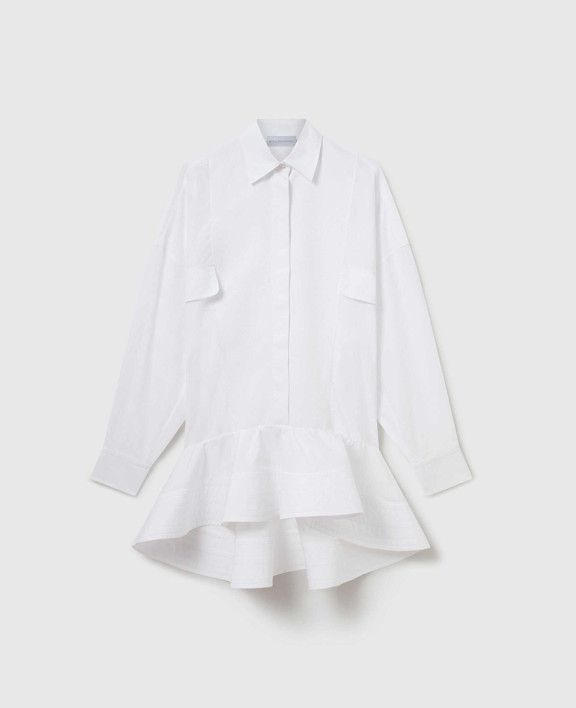 Poplin Peplum Piqué Shirt Dress