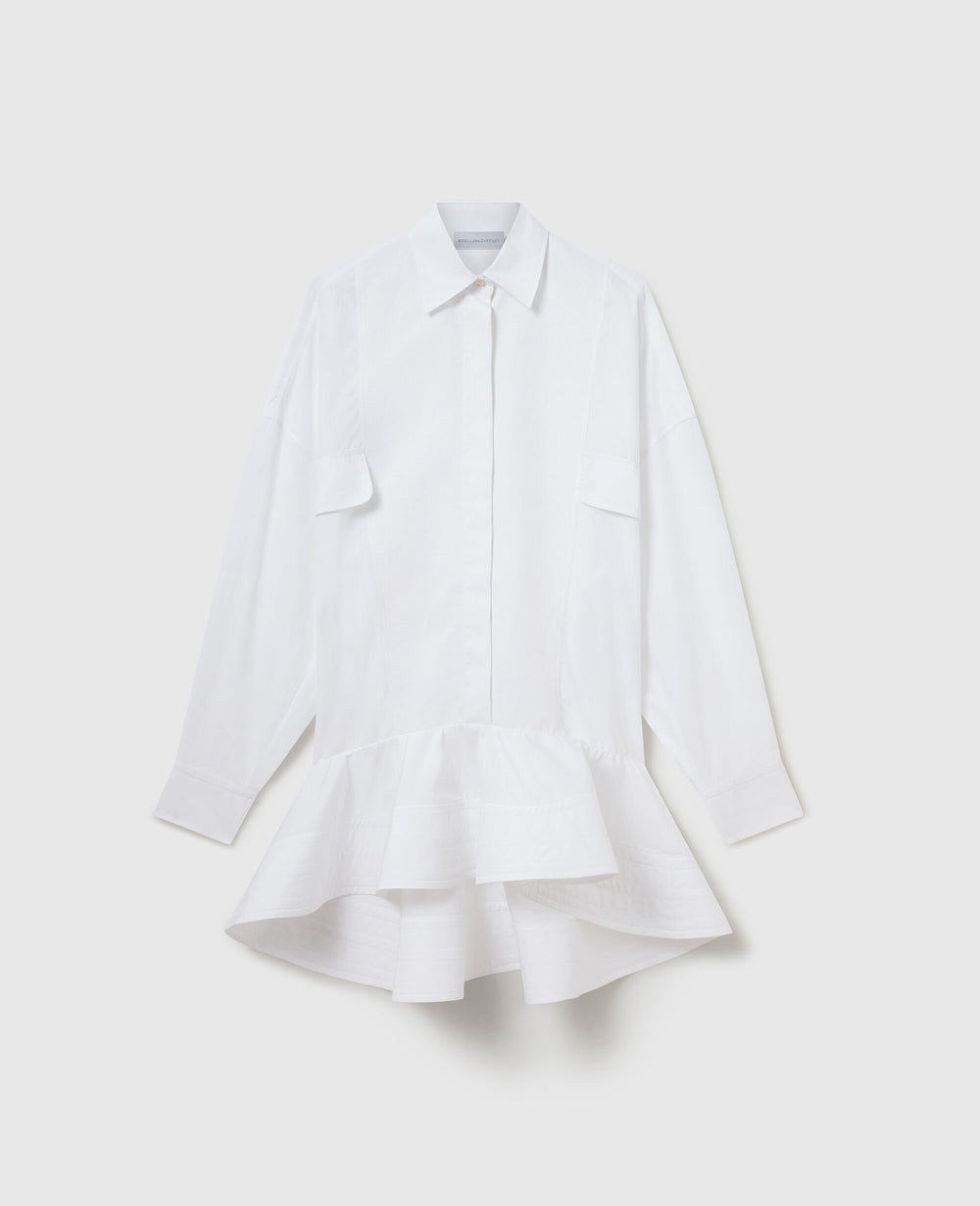 Poplin Peplum Piqué Shirt Dress