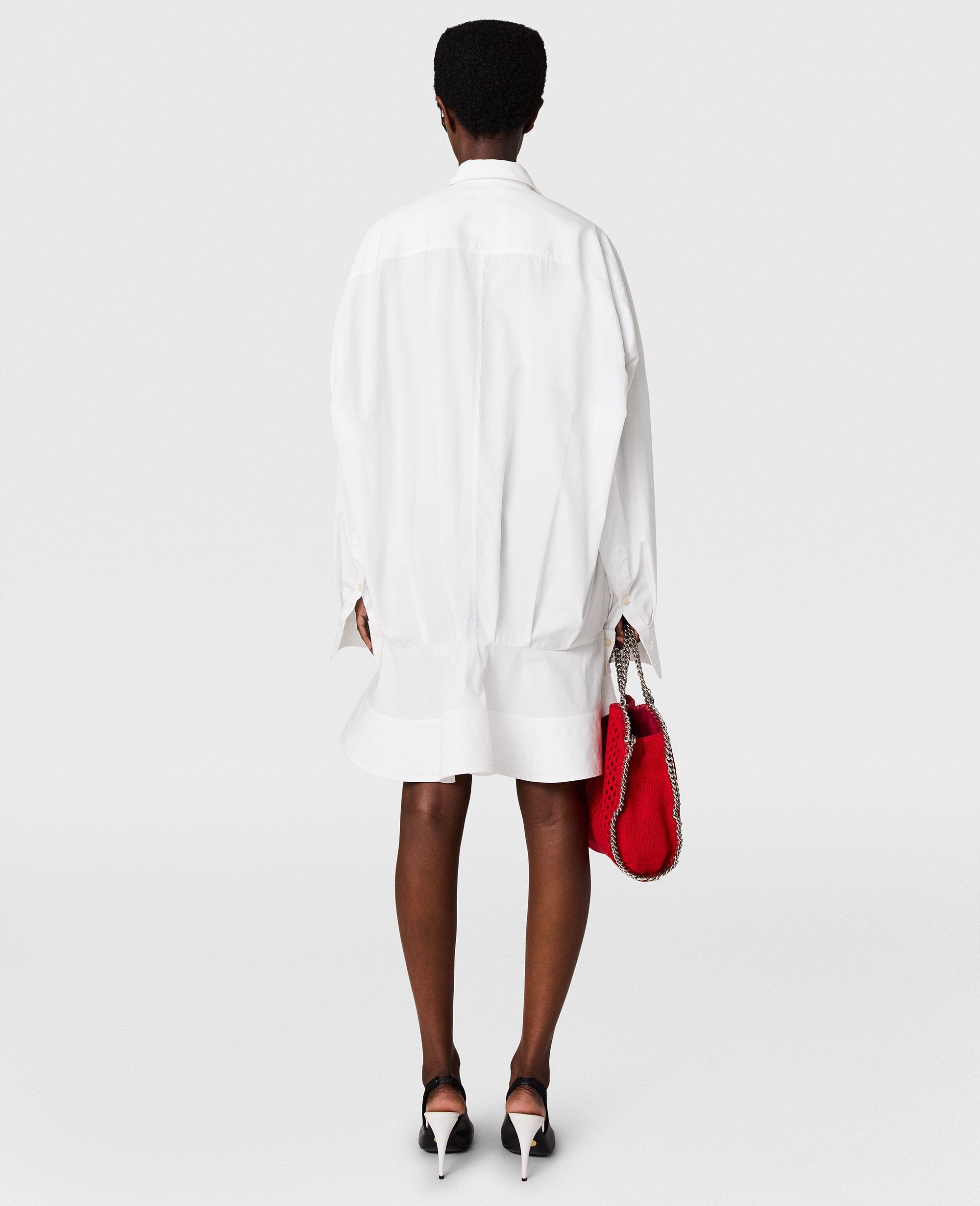 Poplin Peplum Piqué Shirt Dress