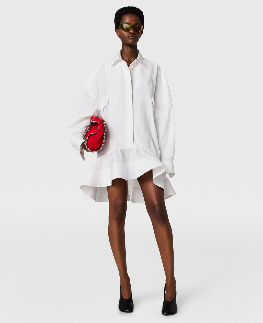 Poplin Peplum Piqué Shirt Dress