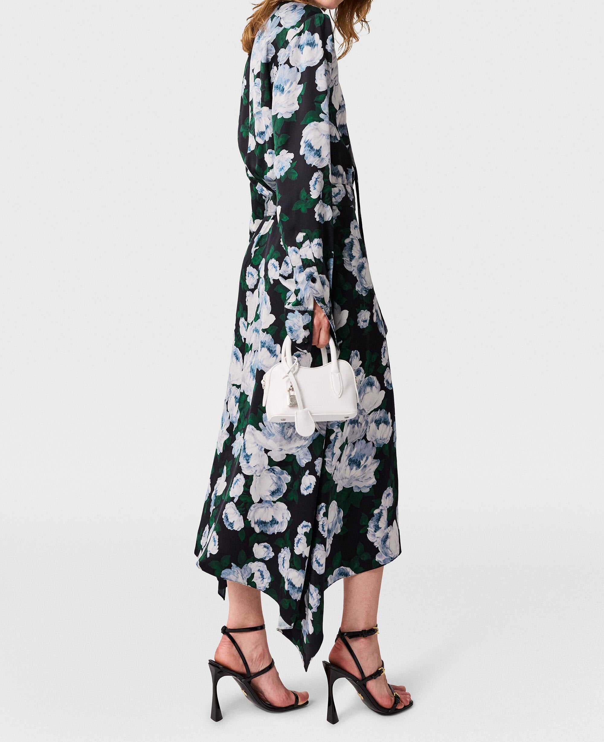 Floral Long-Sleeve Mesh Midi Dress